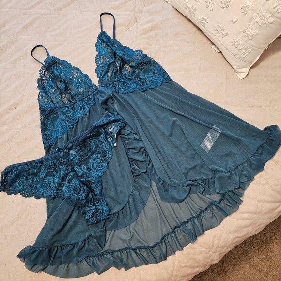 NWOT Babydoll Dress w Matching Panties (Green) - Picture 1 of 2